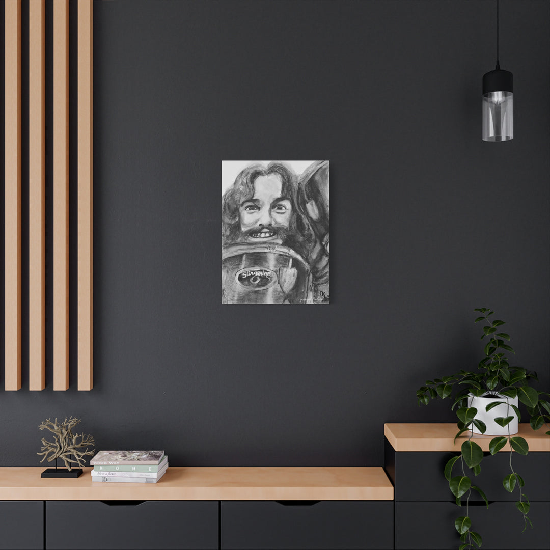 Neil Peart , B& W Rock and Roll Series, Matte Canvas, Stretched, 1.25"