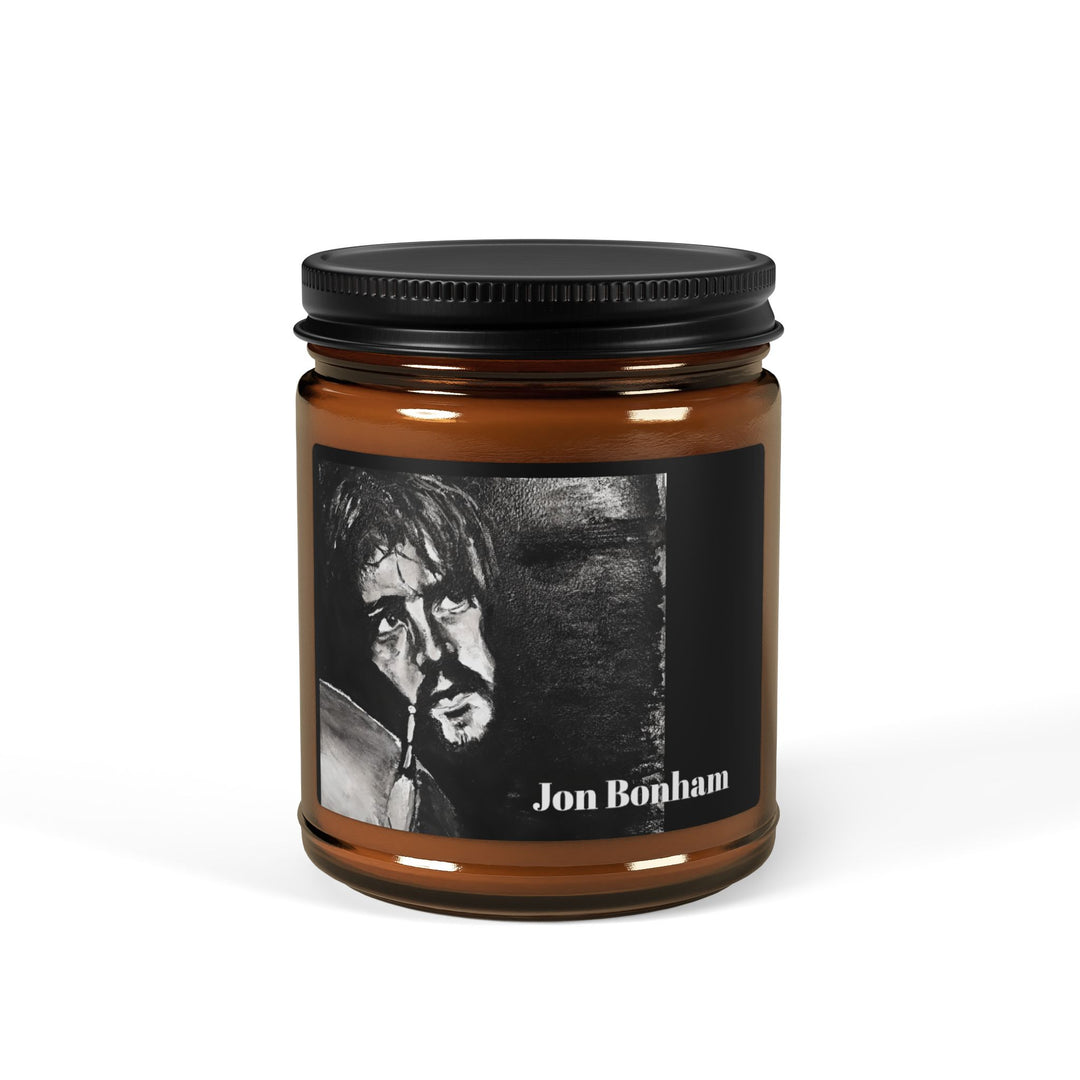 Soy Candle (Amber Jar) - Jon Bonham Rock and Roll Portrait - Christmas Warmth Scent or Unscented