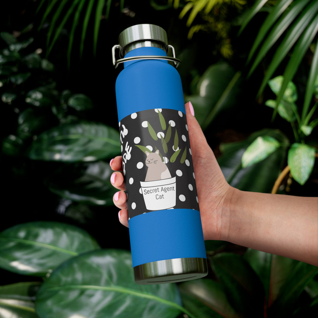 Secret Agent Cat Copper Vacuum Insulated Bottle, 22oz