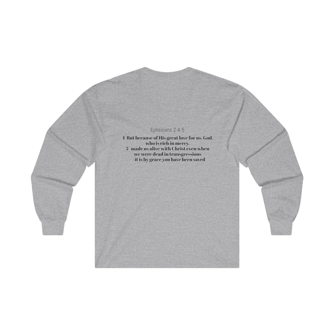 Christian Long Sleeve Tee - Ephesians 2:4-5 Saved by Grace
