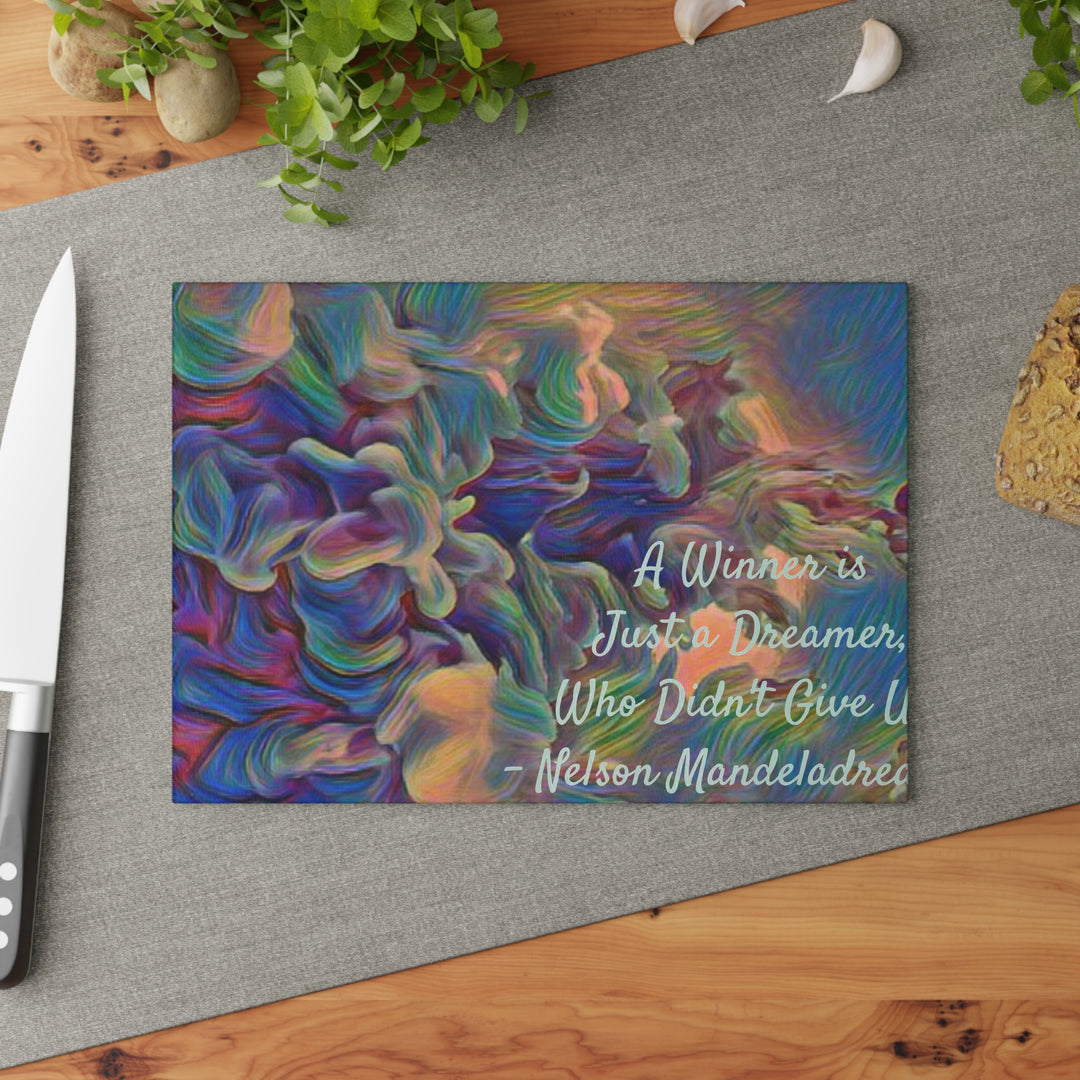 DREAMER,Nelson Mandela Glass Cutting Board