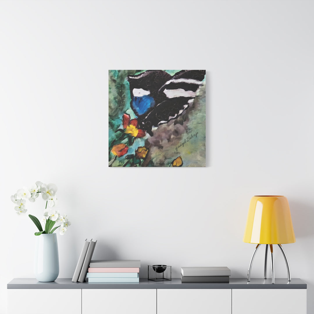 Canvas Print - Swallowtail Butterfly and Flower Painting by G Angel Salvaje