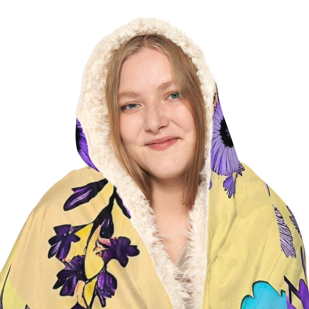 Purple Flowers Dancing on Sunshine Snuggle Blanket