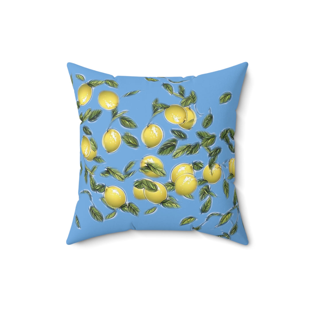 Bunches of Lemons on blue Faux Suede Square Pillow