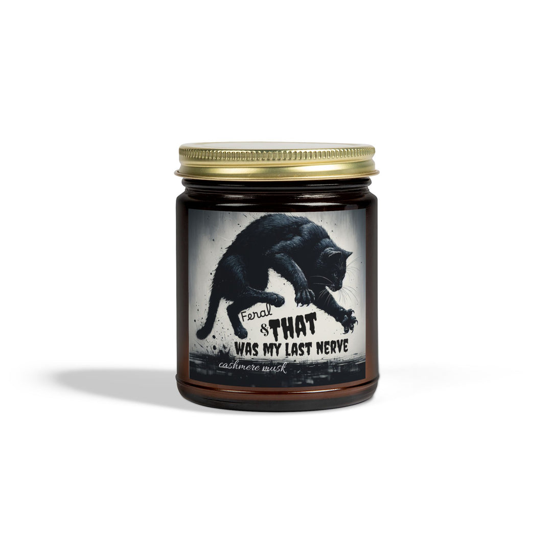 Scented Candle - Cashmere Musk Feral Cat Pouncing Design