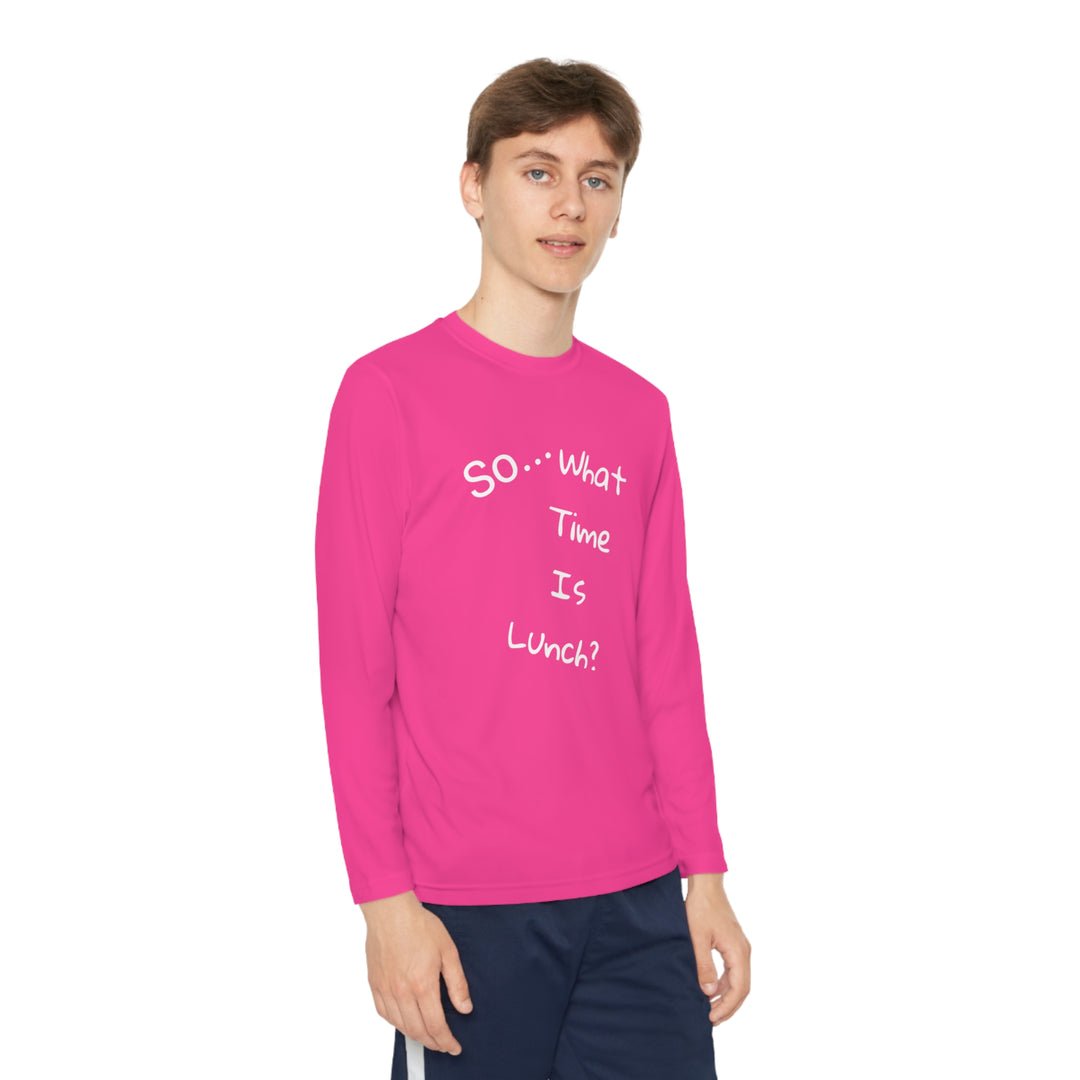 What time is lunch? Youth Long Sleeve Competitor Tee