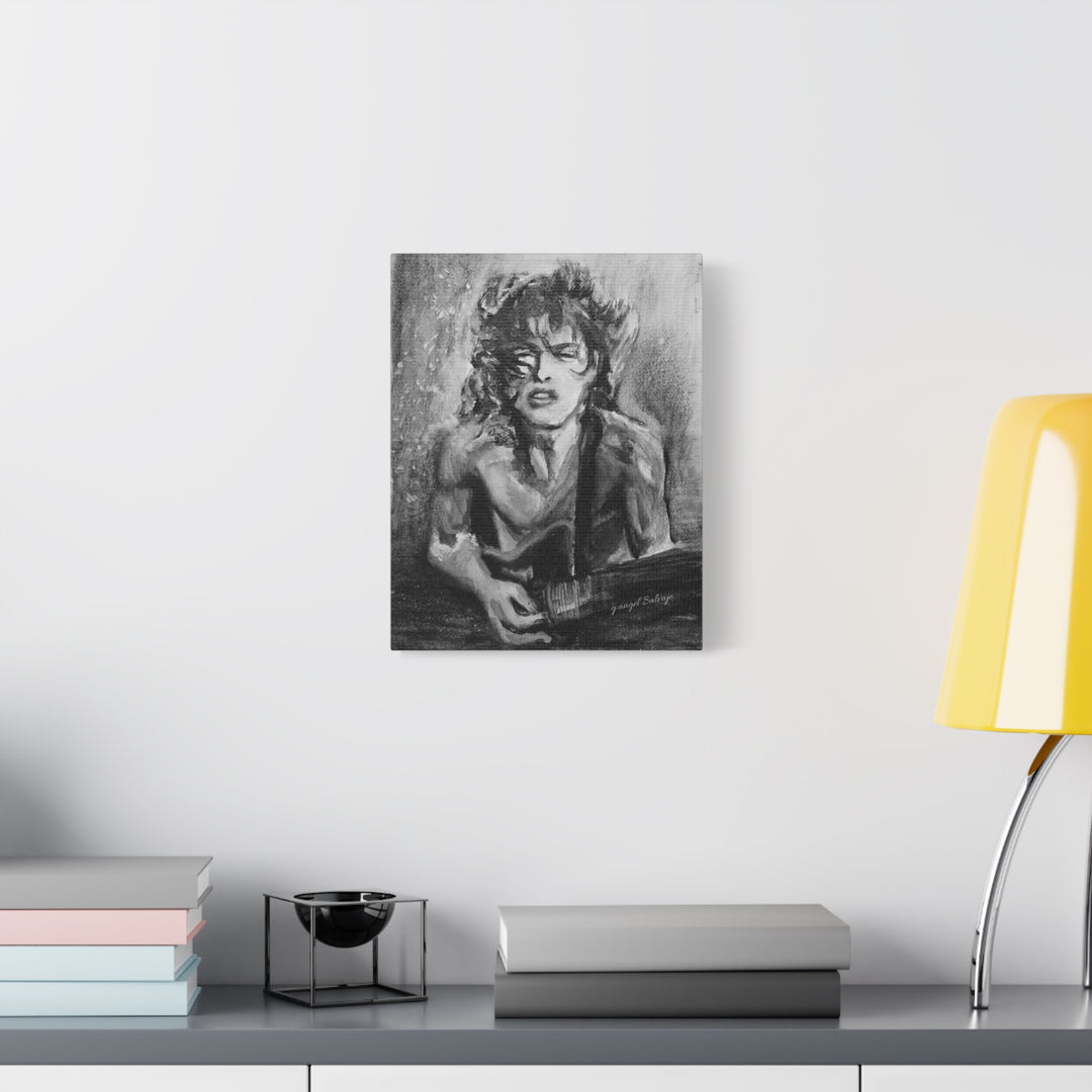 Angus Young, B&W  Rock and Roll Series Matte Canvas, Stretched, 1.25"