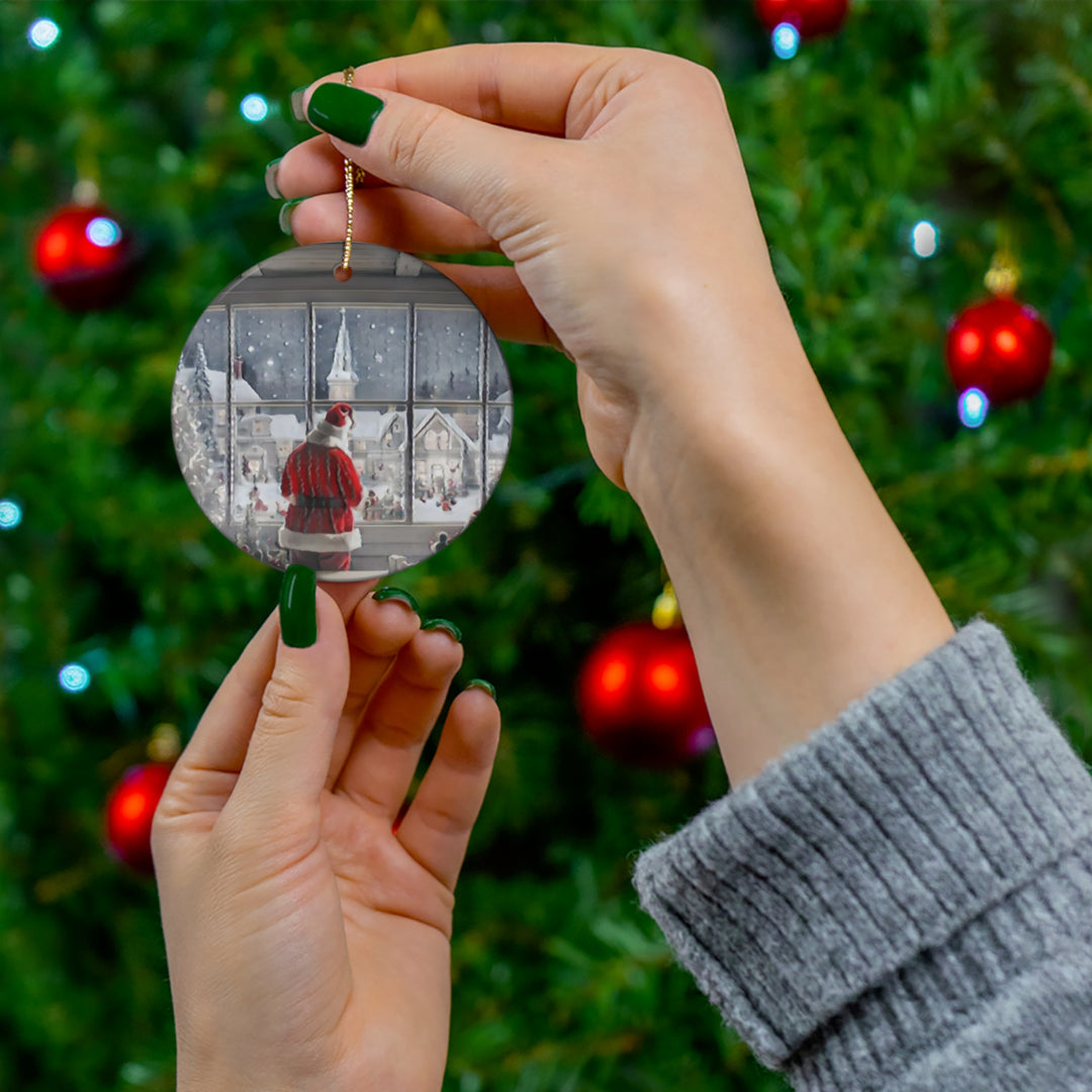 Santa Knows Ceramic Ornament, 4 Shapes