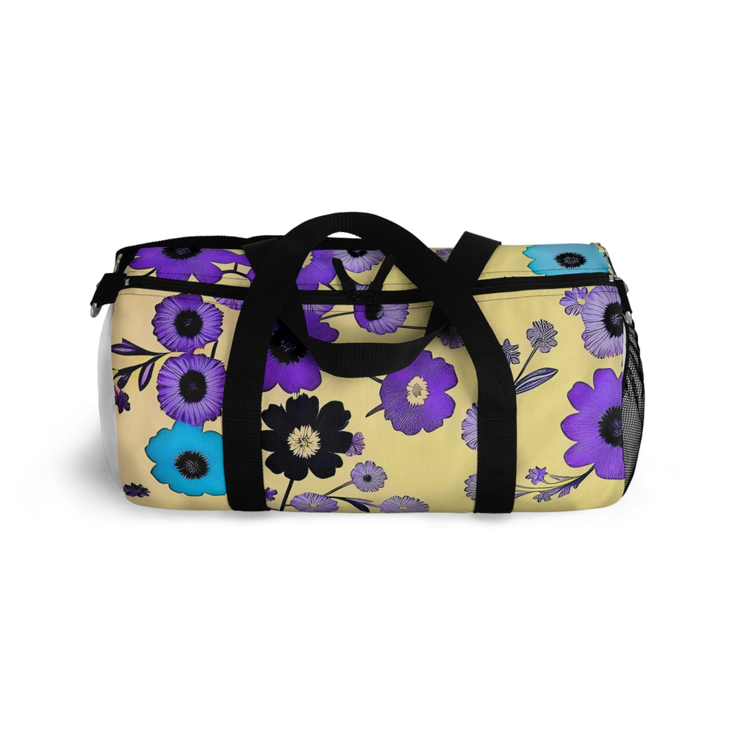 Purple Flowers Dancing on Sunshine Duffel Bag