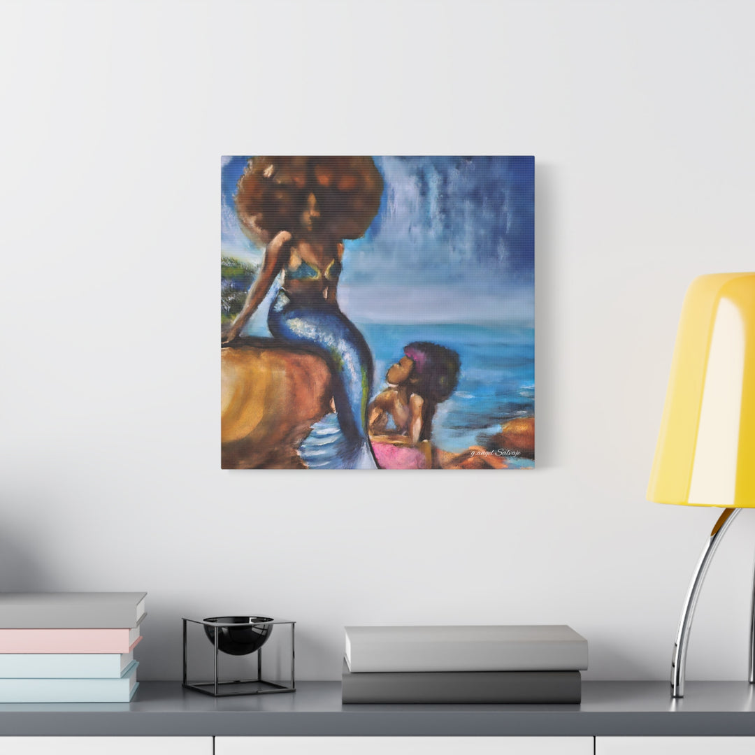 Canvas Print - The Mermaid and Child Painting by g angel Salvaje, Celebrating Motherhood and Womanhood