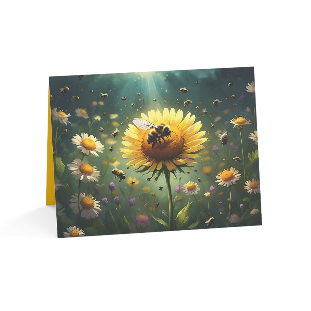 Sunny Floral Greeting Cards - Bee Themed Nature Love Notes, Blank Card Set for All Occasions, Birthday, Thank You, Spring Gift