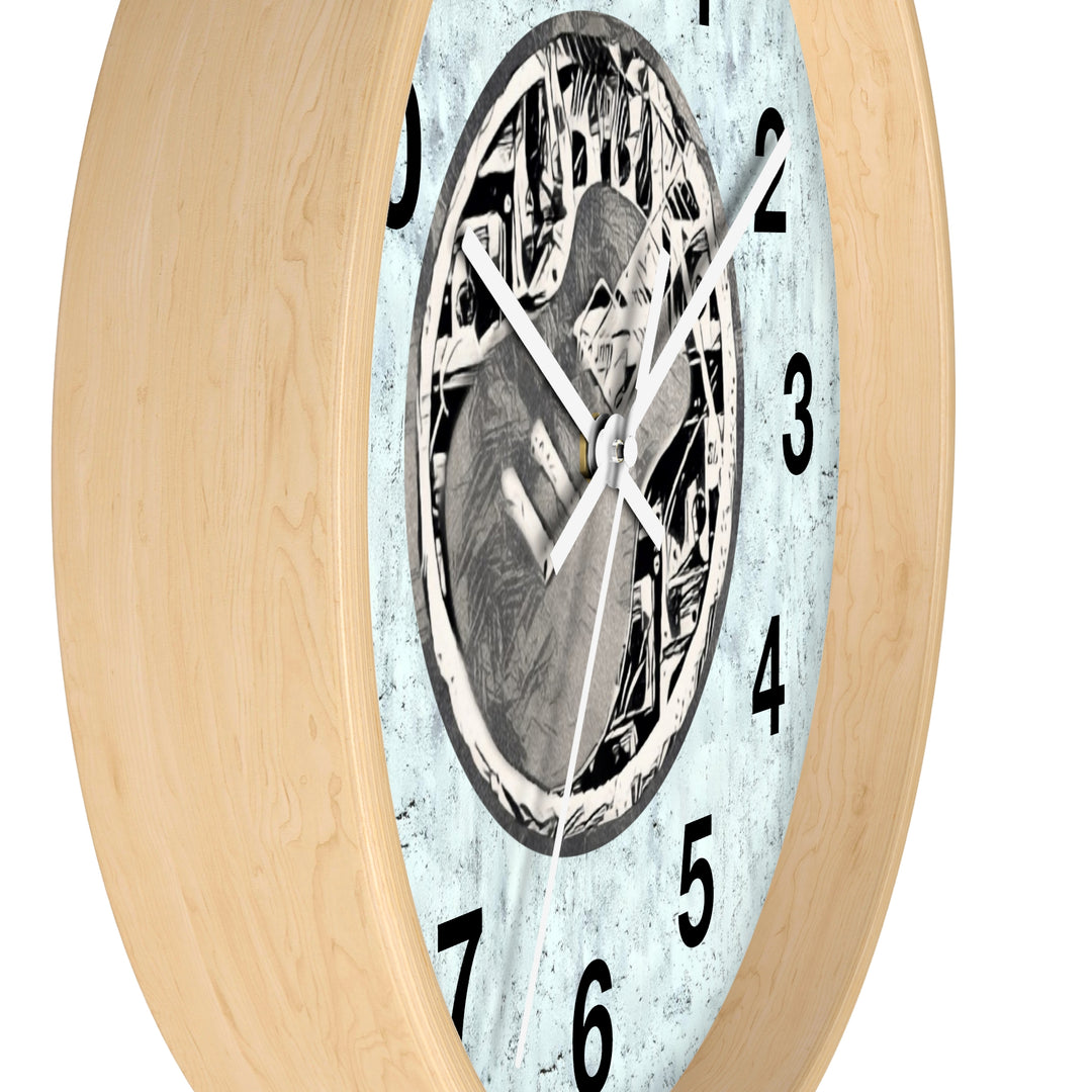 Grey Little Sketchy Guitar onTextured Blue Wall Clock