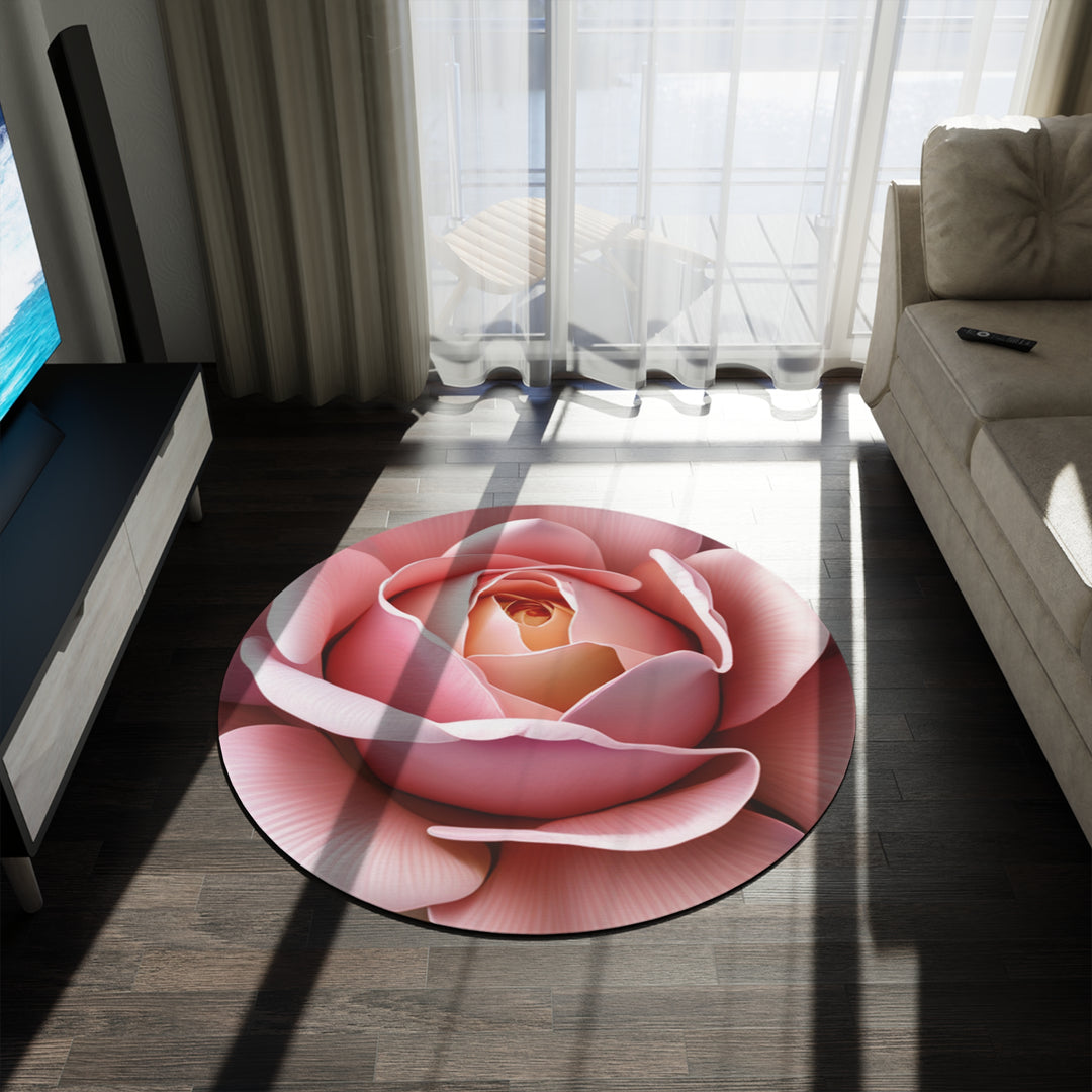Pink Rose Promises Round Rug