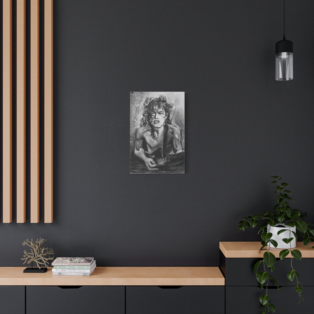 Angus Young, B&W  Rock and Roll Series Matte Canvas, Stretched, 1.25"
