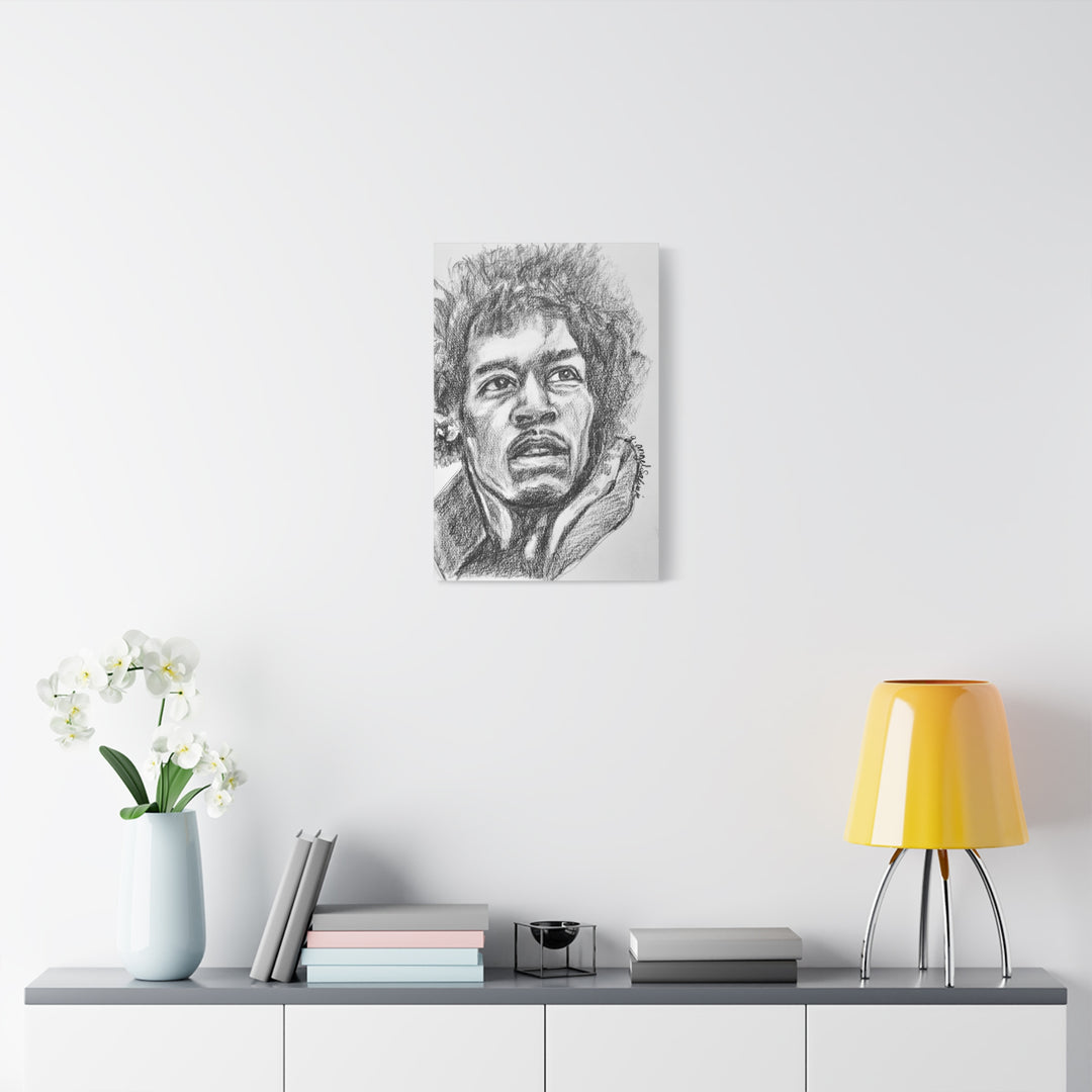 Jimi Hendrix,  B&W Rock and Roll Series Matte Canvas, Stretched, 1.25"