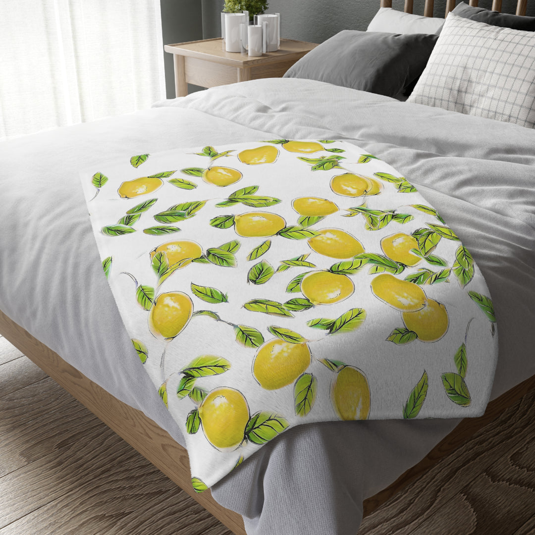 Lemon Velveteen Minky Blanket (Two-sided print)