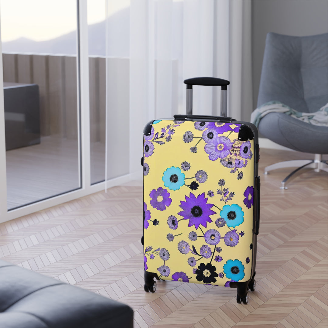 Purple Flowers Dancing on Sunshine Suitcase
