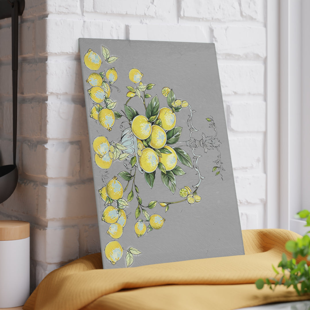 Grey Bunches of Lemons Centerpiece Glass Cutting Board