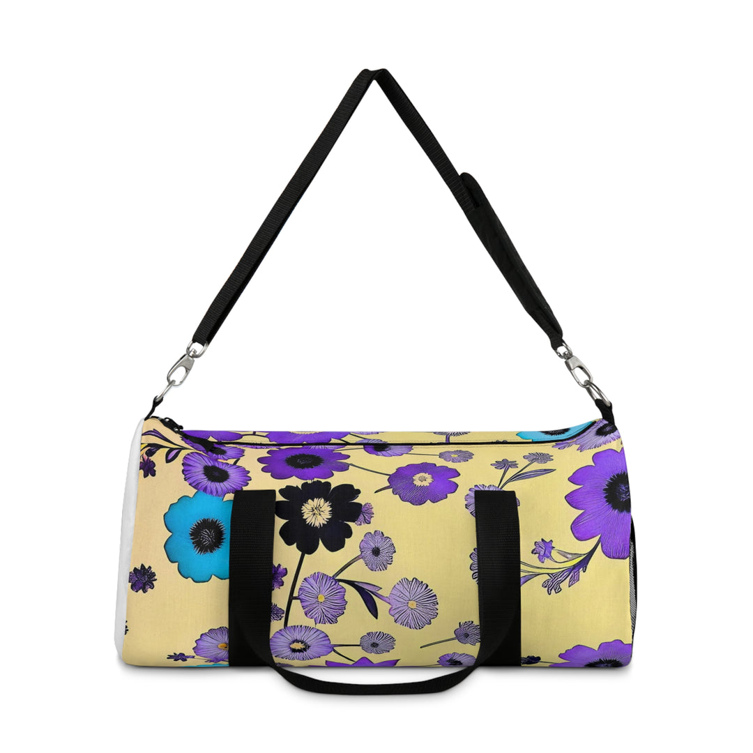Purple Flowers Dancing on Sunshine Duffel Bag