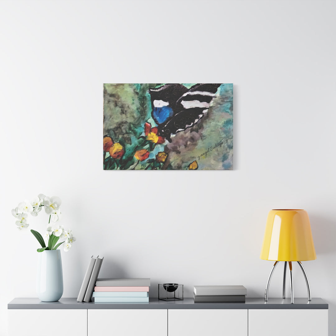 Canvas Print - Swallowtail Butterfly and Flower Painting by G Angel Salvaje
