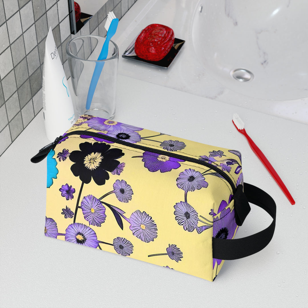 Purple Flowers Dancing on Sunshine Toiletry Bag
