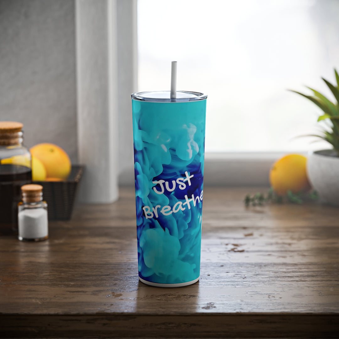 Just Breathe Skinny Steel Tumbler with Straw, 20oz