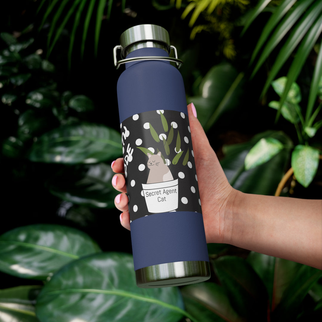 Secret Agent Cat Copper Vacuum Insulated Bottle, 22oz