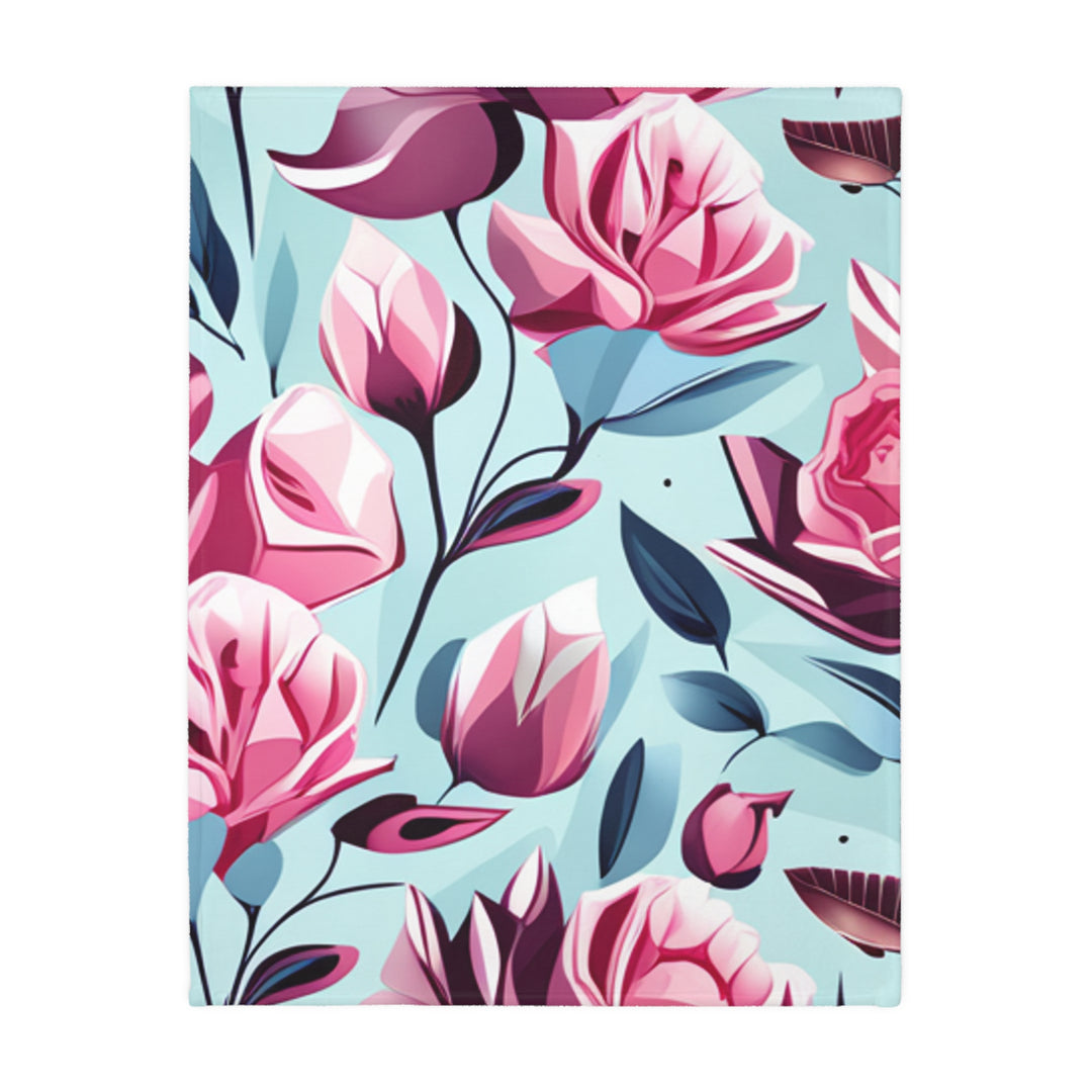 Roses are Pink Velveteen Minky Blanket (Two-sided print)
