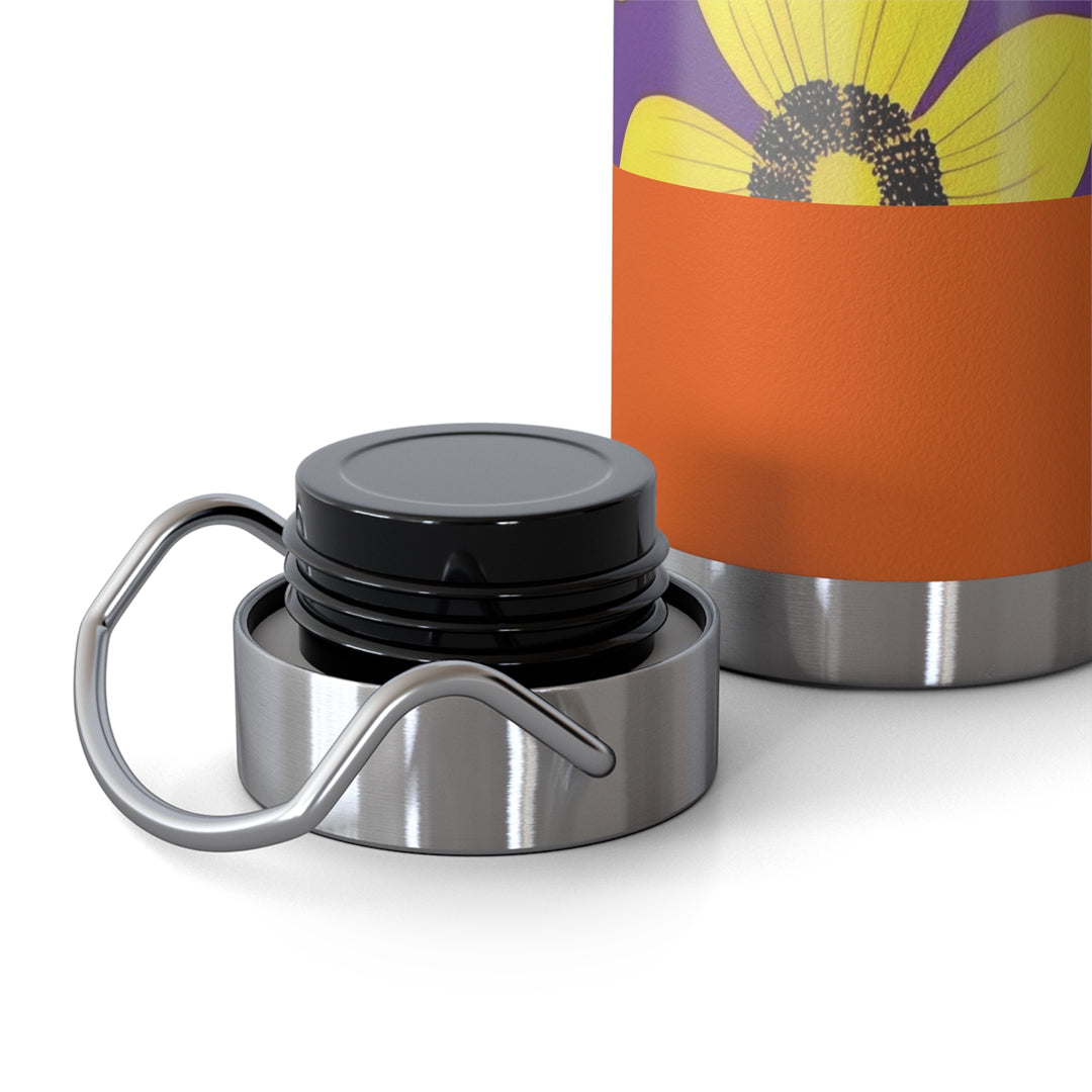 Yellow Floral on Purple, no quotes Copper Vacuum Insulated Bottle, 22oz