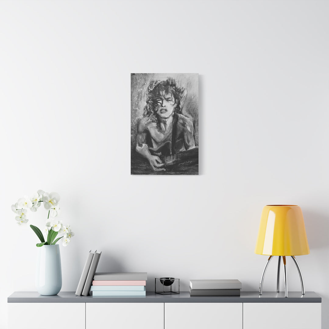 Angus Young, B&W  Rock and Roll Series Matte Canvas, Stretched, 1.25"
