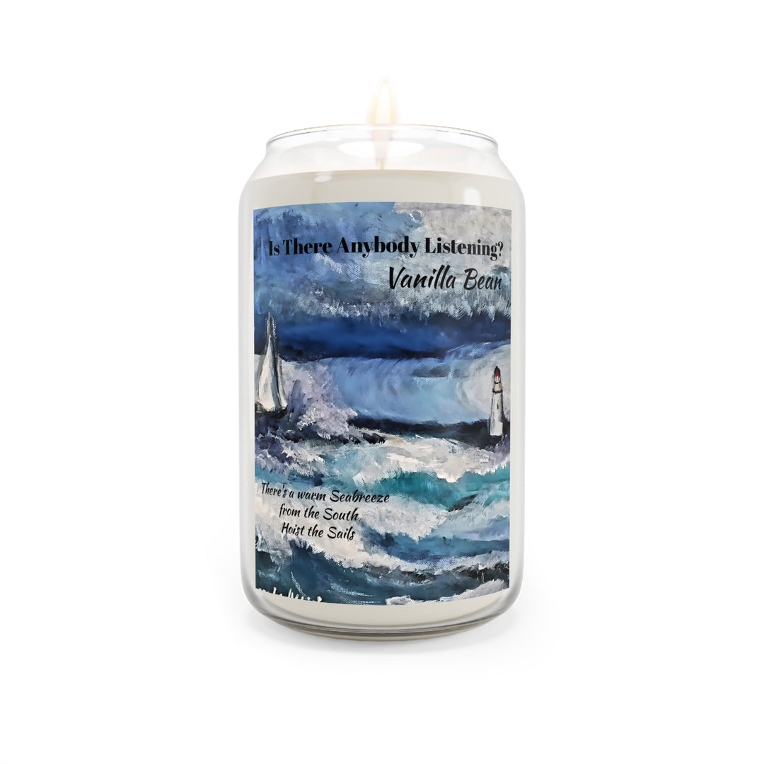 Scented Candle, Seabreeze - 'Is Anybody Listening' Painting Label