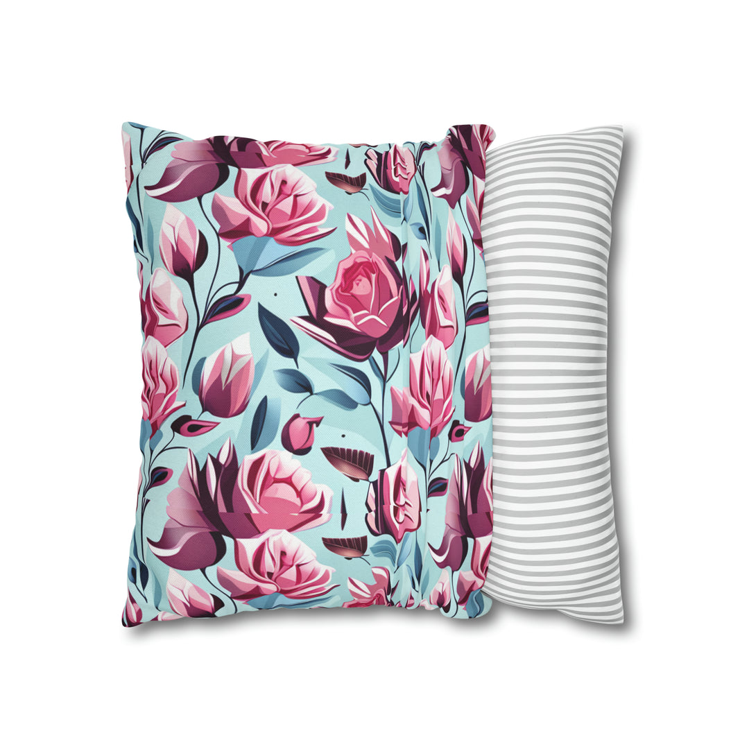 Roses are Pink small print  Spun Polyester Square Pillow Case