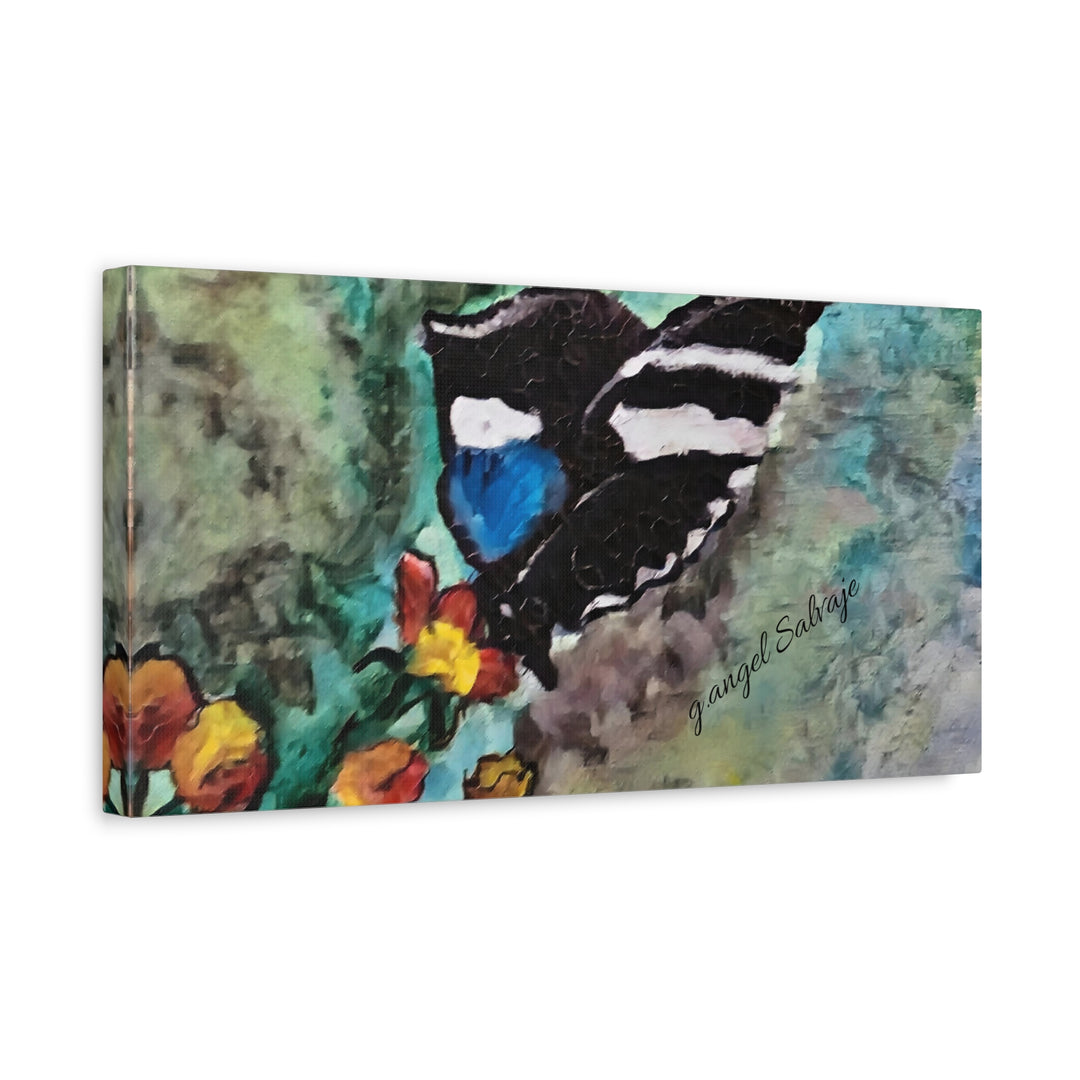 Canvas Print - Swallowtail Butterfly and Flower Painting by G Angel Salvaje