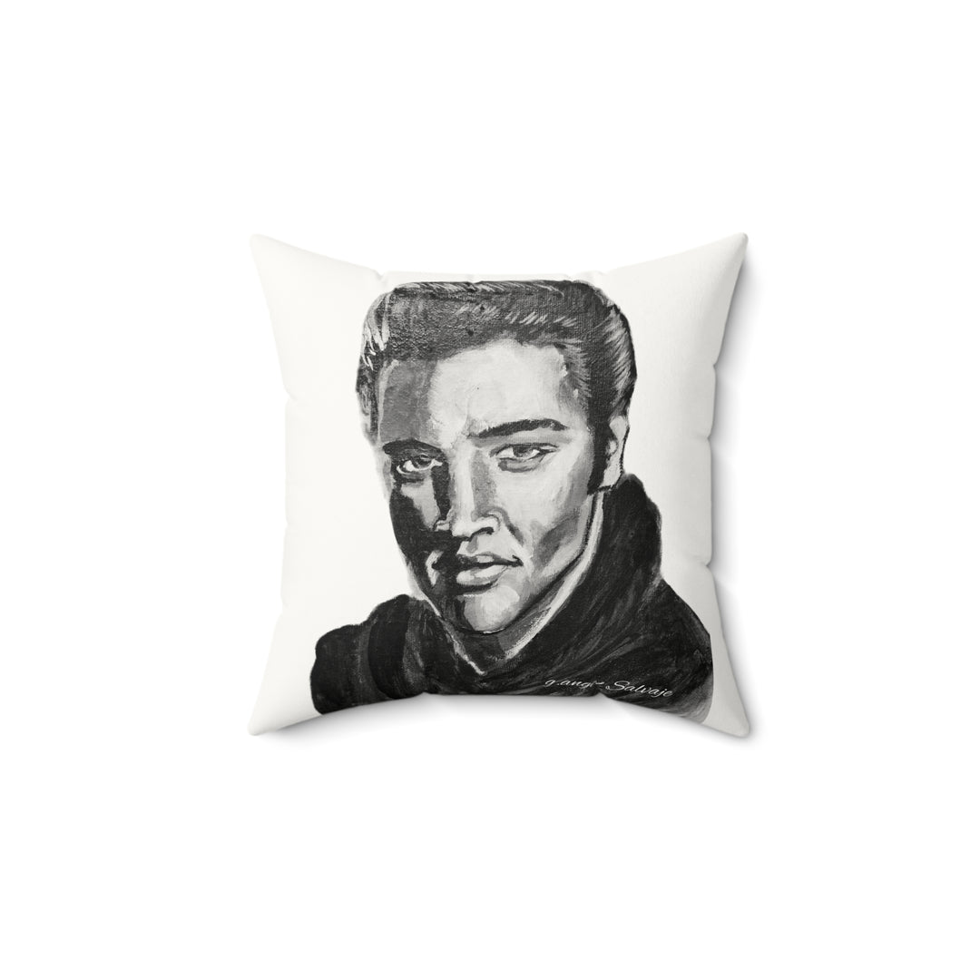 Square Pillow -Elvis, King of Rock and Roll an original Painting by g angel Salvaje