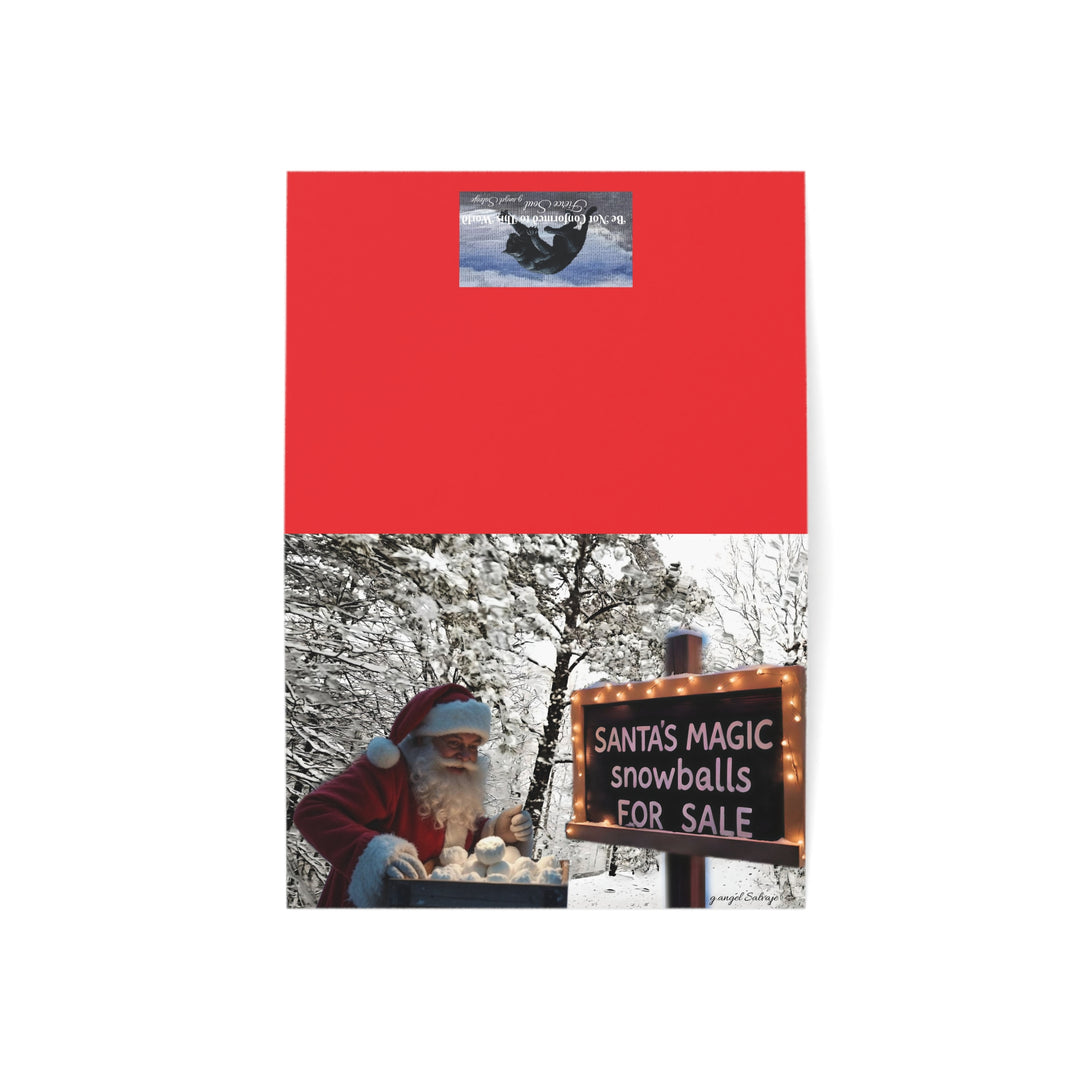 Festive Holiday Greeting Cards - Santa's Magic Snowballs Design with Bible Verse & message(1, 10, 30, 50 pcs)