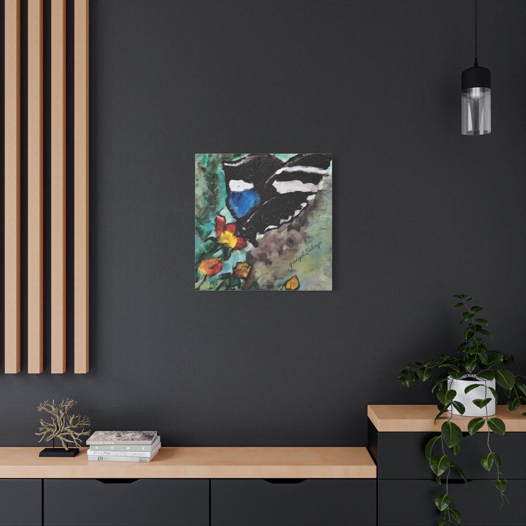 Canvas Print - Swallowtail Butterfly and Flower Painting by G Angel Salvaje