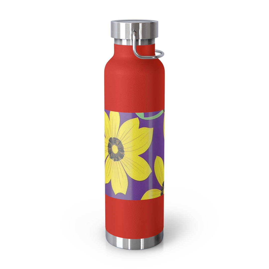 Yellow Floral on Purple, no quotes Copper Vacuum Insulated Bottle, 22oz