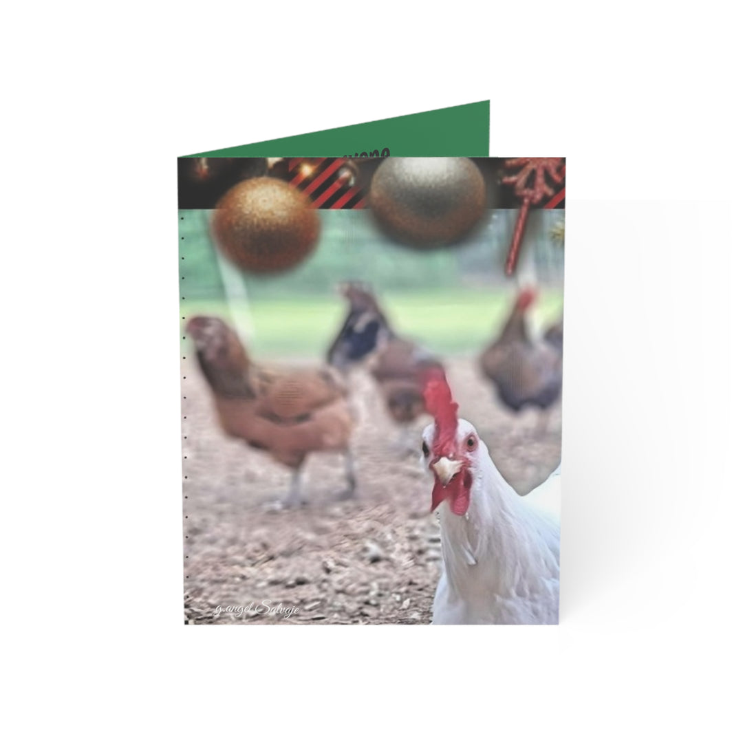 Chicken House Narratives Christmas Greeting Cards - Nosey Blanche and the Shopping Hen Party Design (Greeting Cards)
