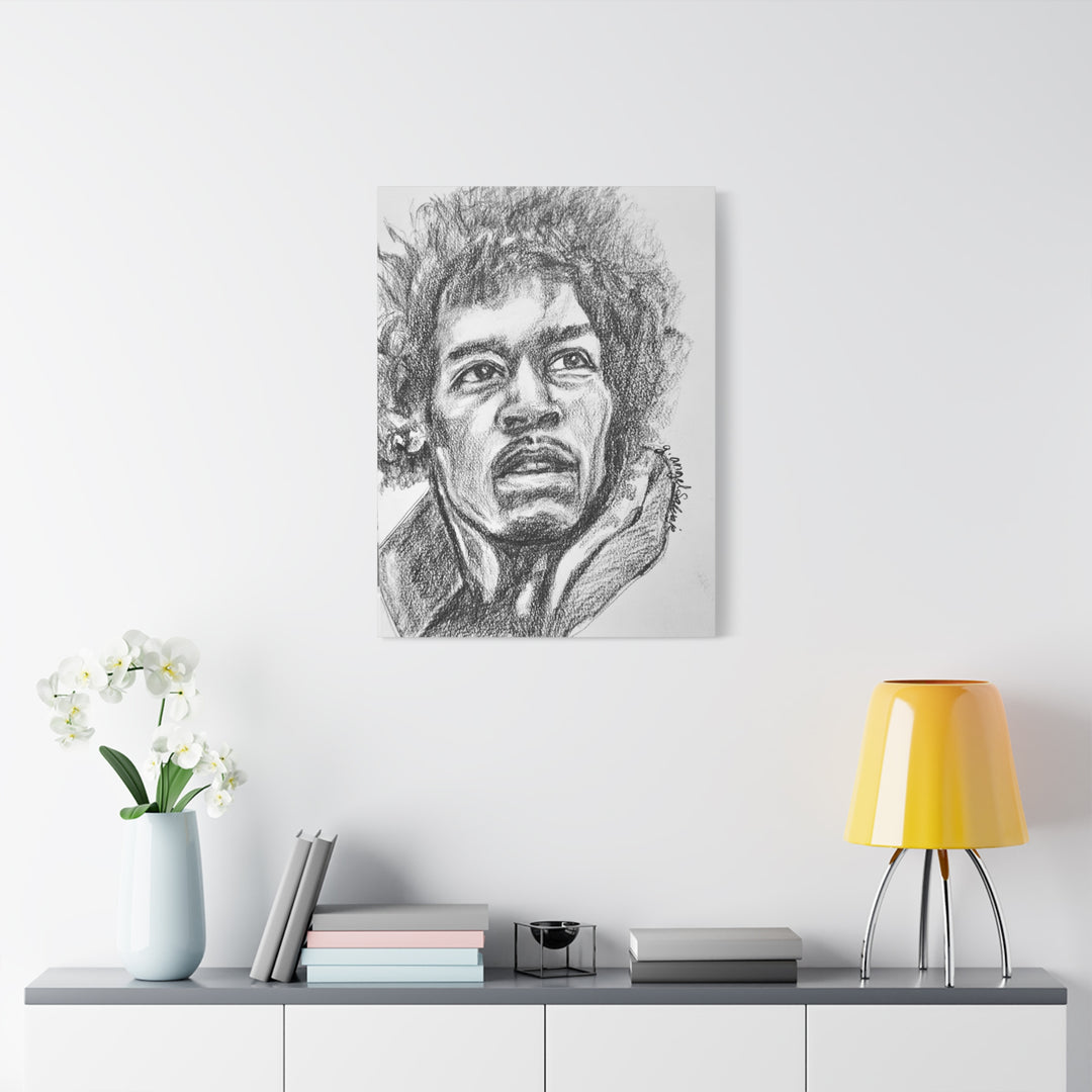 Jimi Hendrix,  B&W Rock and Roll Series Matte Canvas, Stretched, 1.25"