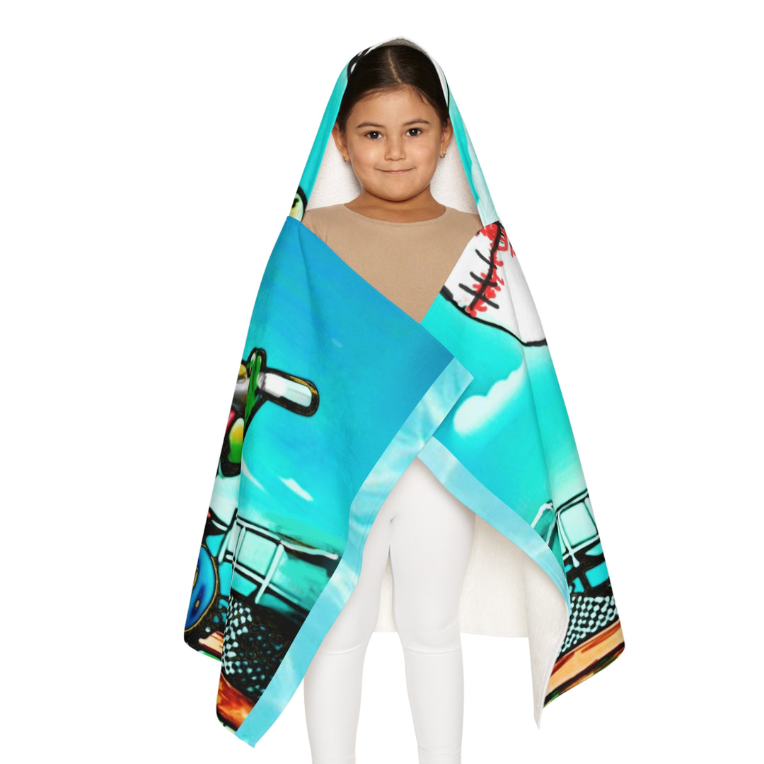 Dino knockin it outta d'park, Youth Hooded Towel