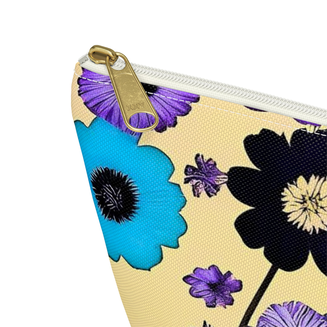 Purple Flowers Dancing on Sunshine Accessory Pouch w T-bottom
