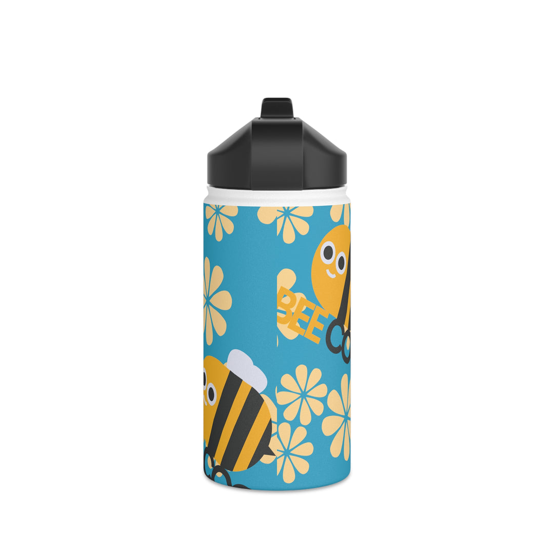 Bee Cool with Yellow Flowers Stainless Steel Water Bottle, Standard Lid