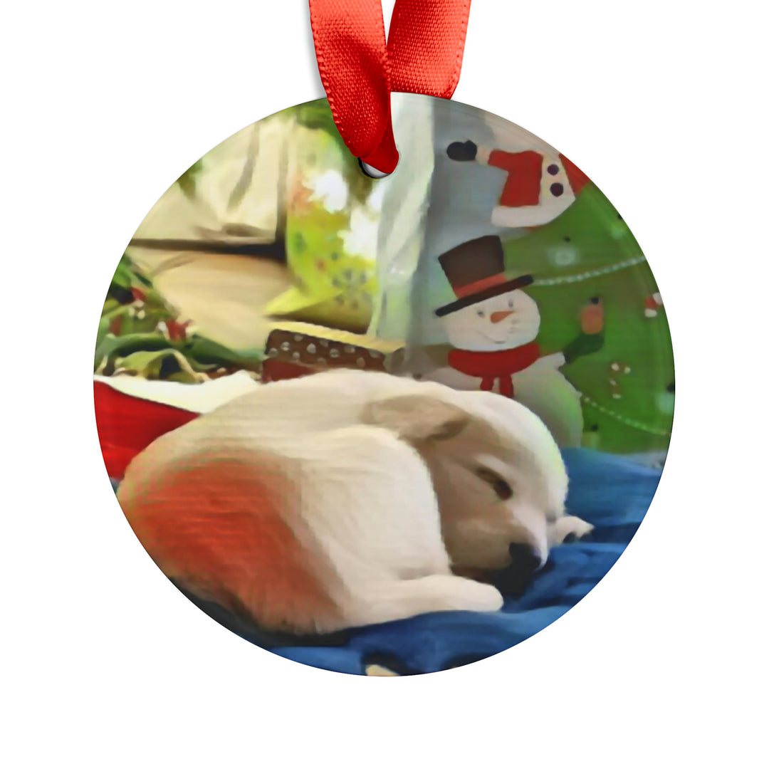 Puppy Love, Acrylic Ornament with Ribbon