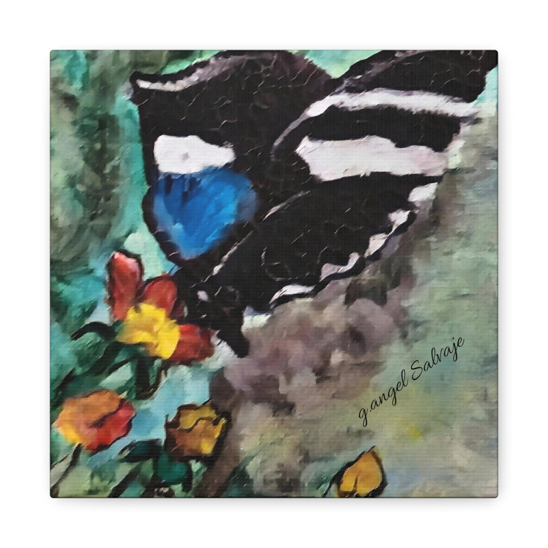 Canvas Print - Swallowtail Butterfly and Flower Painting by G Angel Salvaje