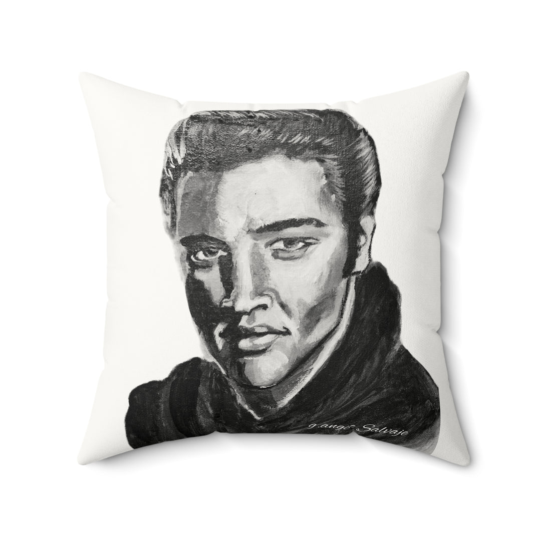 Square Pillow -Elvis, King of Rock and Roll an original Painting by g angel Salvaje