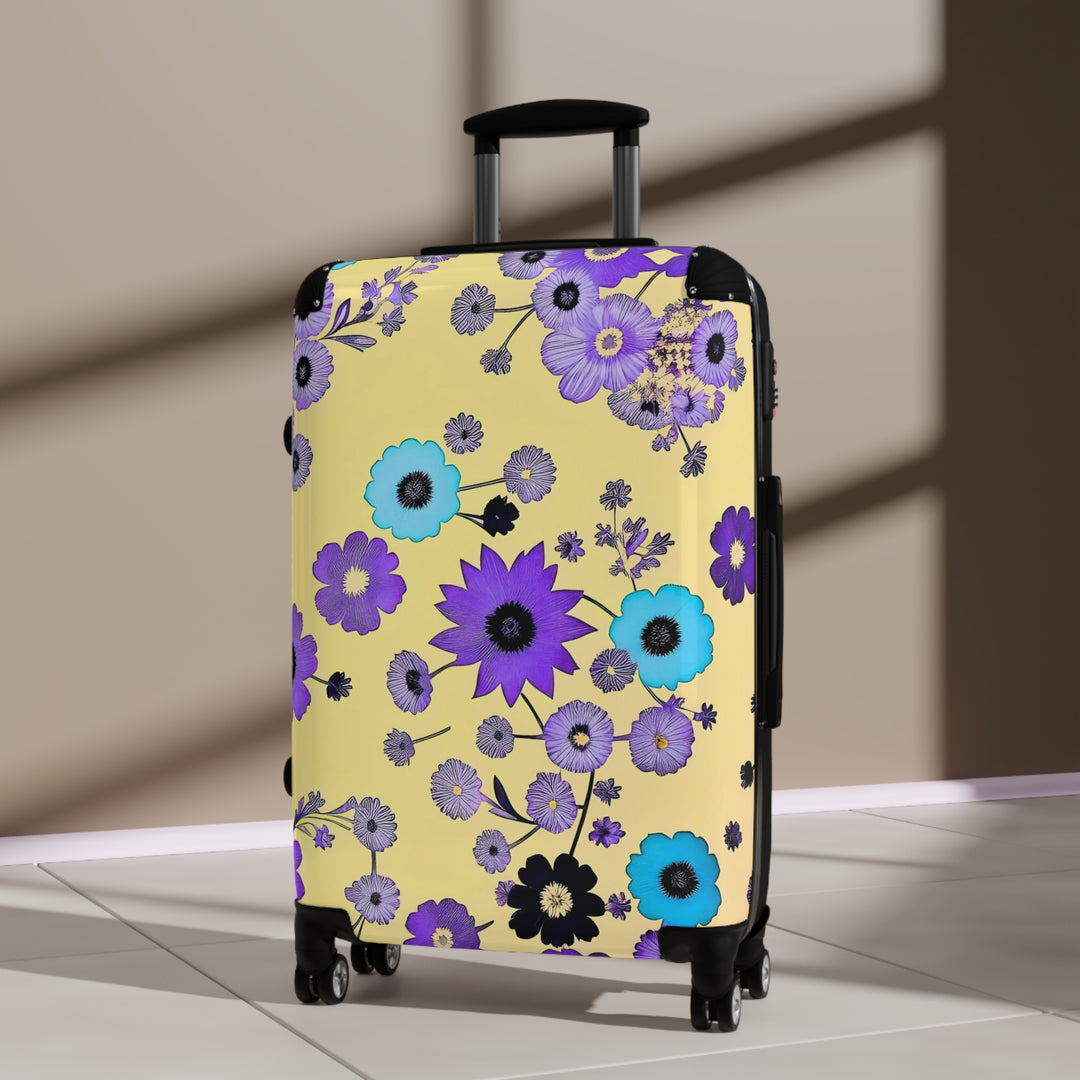 Purple Flowers Dancing on Sunshine Suitcase