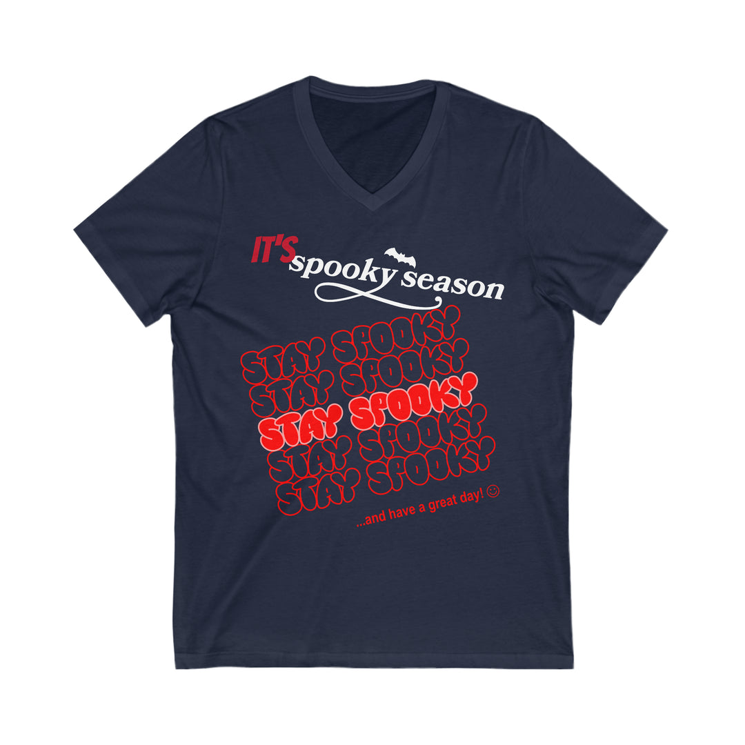 Stay spooky and have a Great Day, Halloween, Unisex Jersey Short Sleeve V-Neck Tee