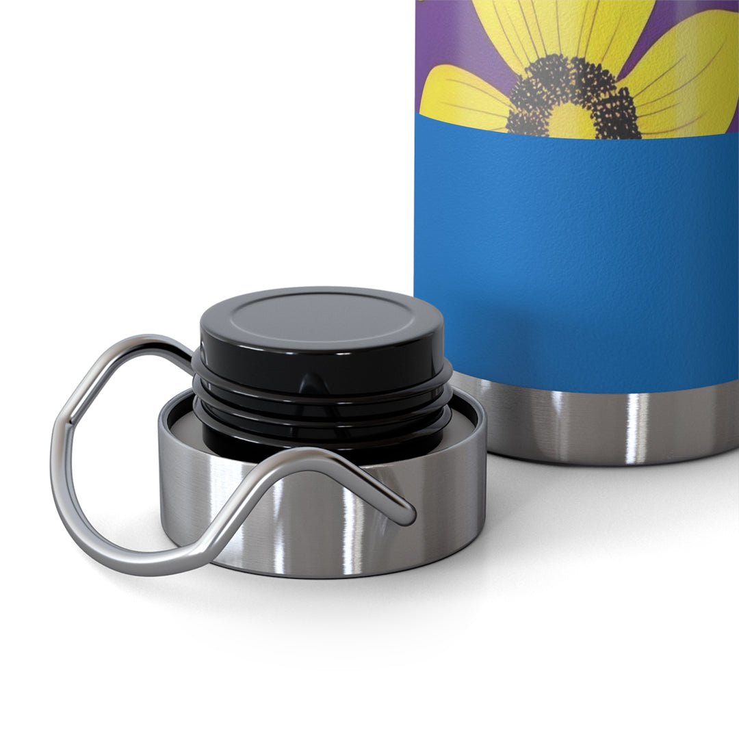 Yellow Floral on Purple, no quotes Copper Vacuum Insulated Bottle, 22oz