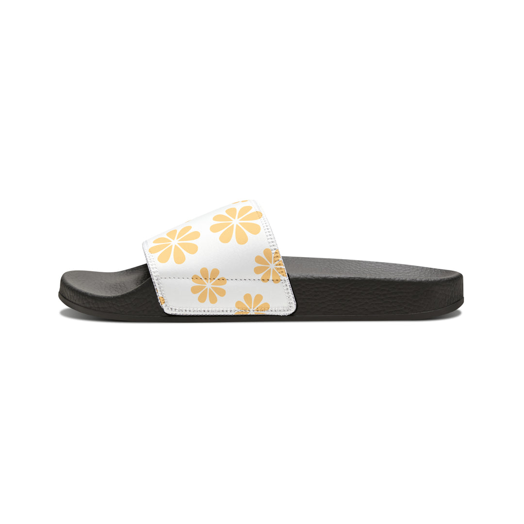 Yellow Flowers Youth PU Slide Sandals