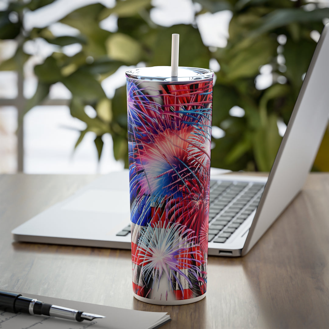 Fireworks Skinny Steel Tumbler with Straw, 20oz